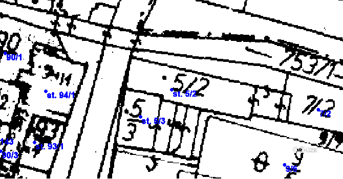 Parcela st. 5/2 v KÚ Zlonice, Katastrální mapa