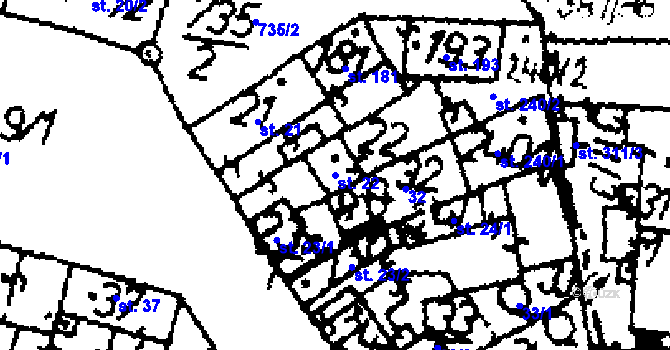 Parcela st. 22 v KÚ Zlonice, Katastrální mapa