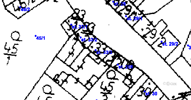 Parcela st. 33/3 v KÚ Zlonice, Katastrální mapa