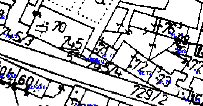 Parcela st. 71 v KÚ Zlonice, Katastrální mapa