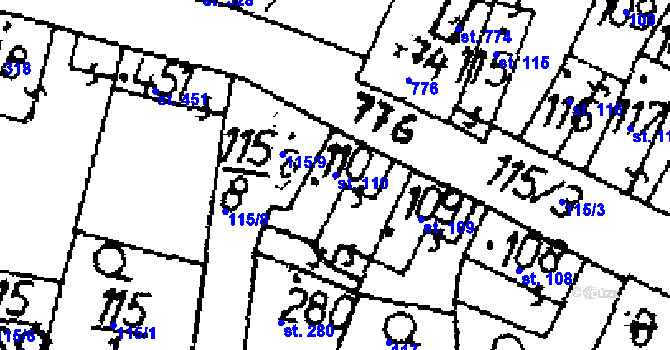 Parcela st. 110 v KÚ Zlonice, Katastrální mapa