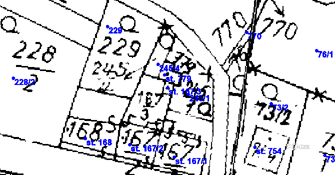 Parcela st. 167/3 v KÚ Zlonice, Katastrální mapa