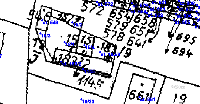 Parcela st. 183/9 v KÚ Zlonice, Katastrální mapa