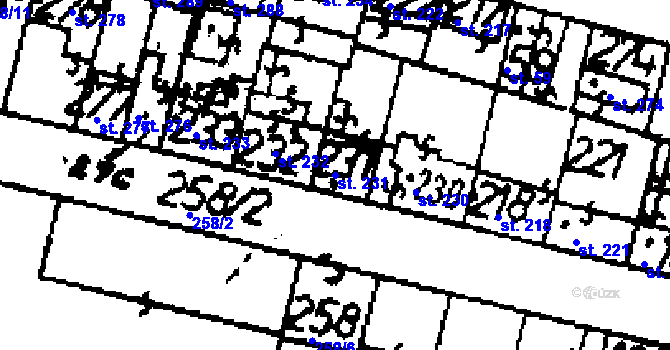 Parcela st. 231 v KÚ Zlonice, Katastrální mapa