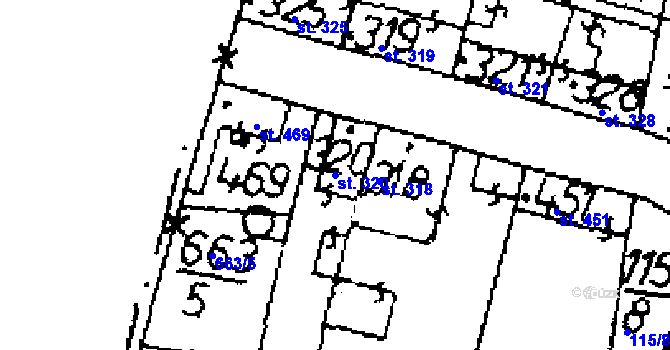 Parcela st. 320 v KÚ Zlonice, Katastrální mapa