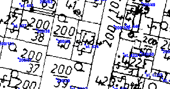 Parcela st. 424 v KÚ Zlonice, Katastrální mapa