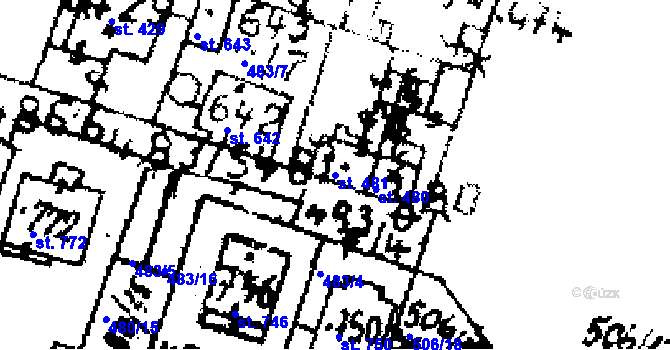 Parcela st. 481 v KÚ Zlonice, Katastrální mapa