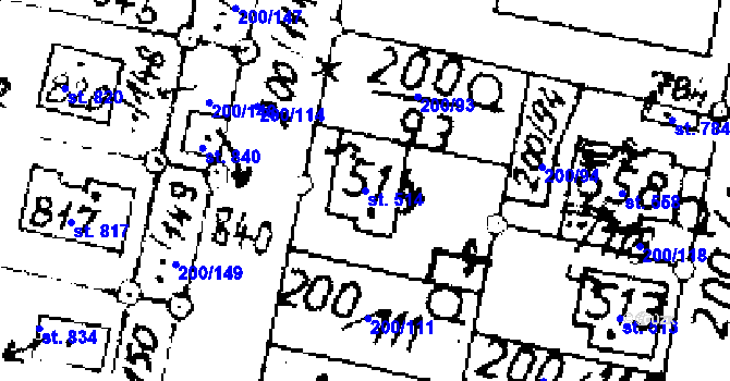 Parcela st. 514 v KÚ Zlonice, Katastrální mapa