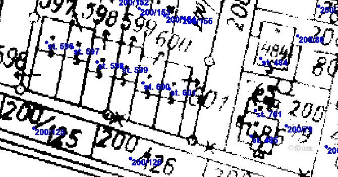 Parcela st. 601 v KÚ Zlonice, Katastrální mapa