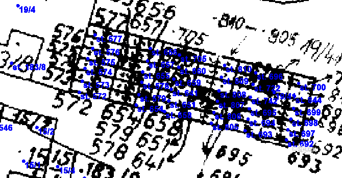 Parcela st. 641 v KÚ Zlonice, Katastrální mapa