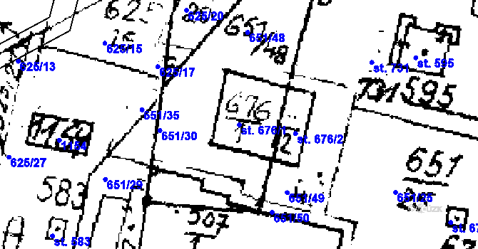 Parcela st. 676/1 v KÚ Zlonice, Katastrální mapa