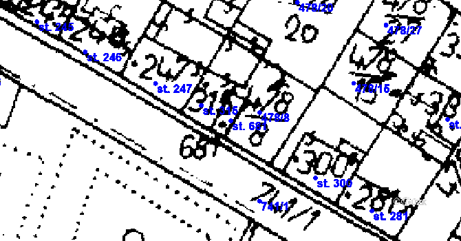 Parcela st. 681 v KÚ Zlonice, Katastrální mapa