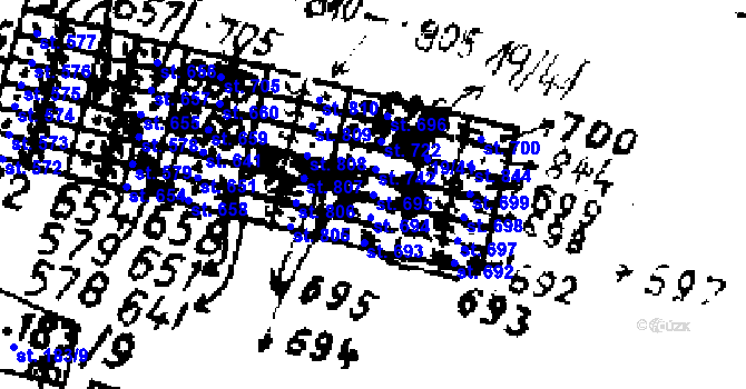 Parcela st. 695 v KÚ Zlonice, Katastrální mapa