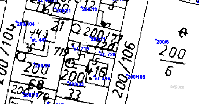 Parcela st. 720 v KÚ Zlonice, Katastrální mapa