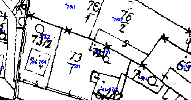 Parcela st. 721 v KÚ Zlonice, Katastrální mapa