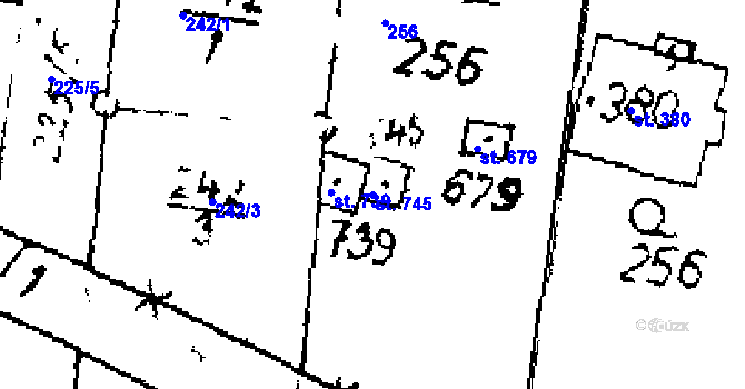 Parcela st. 745 v KÚ Zlonice, Katastrální mapa