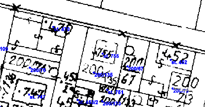 Parcela st. 755 v KÚ Zlonice, Katastrální mapa