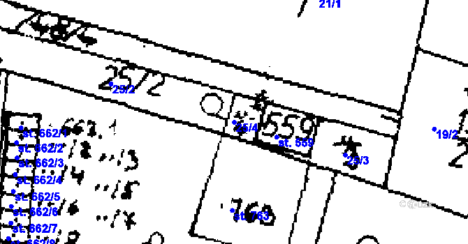 Parcela st. 25/4 v KÚ Zlonice, Katastrální mapa