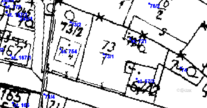 Parcela st. 73/1 v KÚ Zlonice, Katastrální mapa