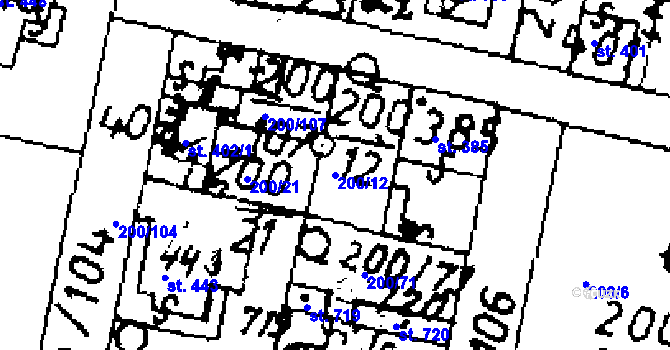 Parcela st. 200/12 v KÚ Zlonice, Katastrální mapa