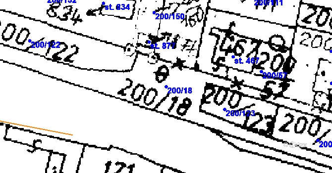 Parcela st. 200/18 v KÚ Zlonice, Katastrální mapa