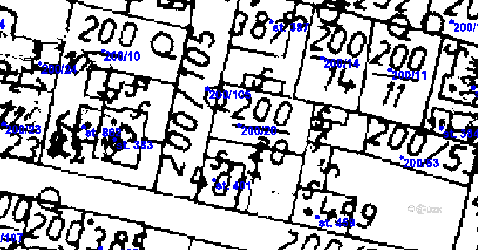 Parcela st. 200/20 v KÚ Zlonice, Katastrální mapa