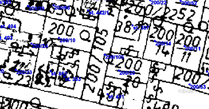 Parcela st. 200/105 v KÚ Zlonice, Katastrální mapa