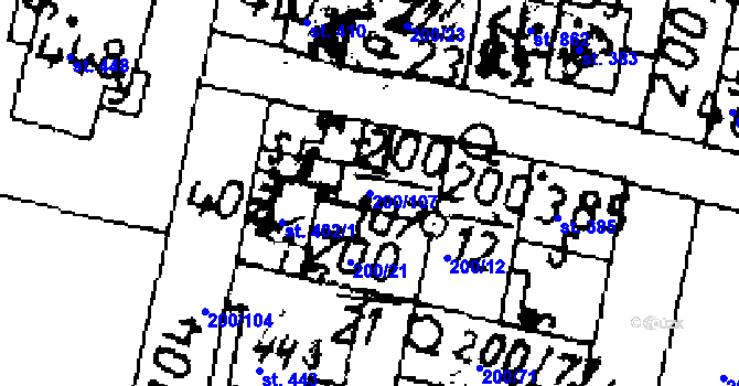 Parcela st. 200/107 v KÚ Zlonice, Katastrální mapa
