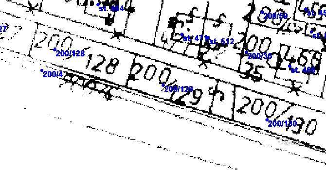 Parcela st. 200/129 v KÚ Zlonice, Katastrální mapa