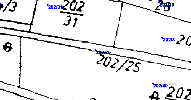 Parcela st. 202/25 v KÚ Zlonice, Katastrální mapa