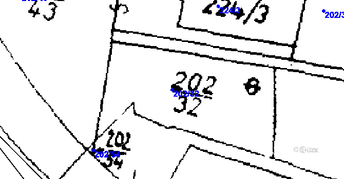 Parcela st. 202/32 v KÚ Zlonice, Katastrální mapa