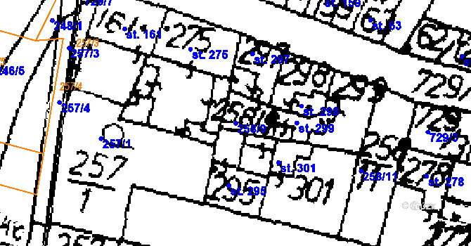 Parcela st. 258/9 v KÚ Zlonice, Katastrální mapa