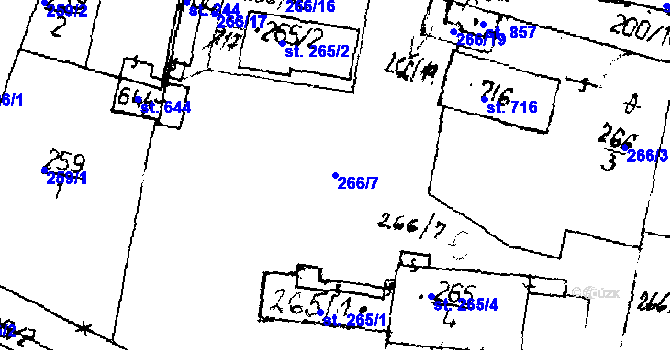 Parcela st. 266/7 v KÚ Zlonice, Katastrální mapa