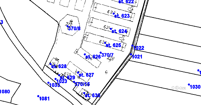 Parcela st. 370/7 v KÚ Zlonice, Katastrální mapa