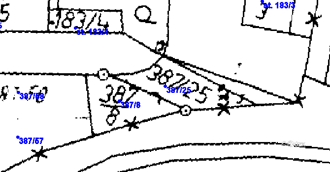 Parcela st. 387/25 v KÚ Zlonice, Katastrální mapa