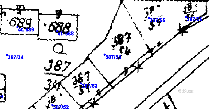 Parcela st. 387/54 v KÚ Zlonice, Katastrální mapa