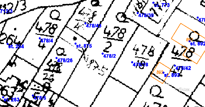 Parcela st. 478/2 v KÚ Zlonice, Katastrální mapa