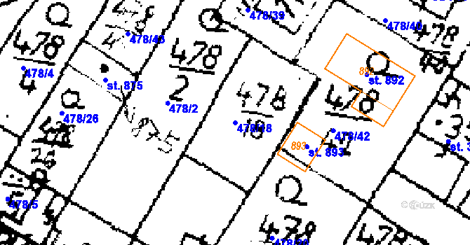 Parcela st. 478/18 v KÚ Zlonice, Katastrální mapa