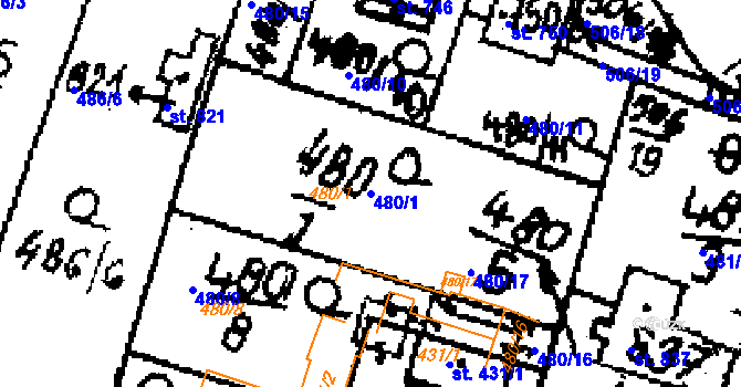 Parcela st. 480/1 v KÚ Zlonice, Katastrální mapa