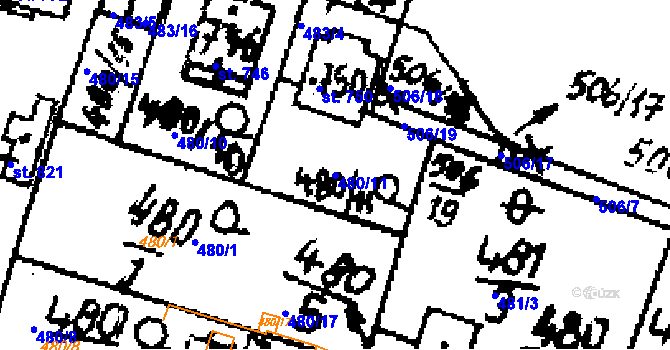 Parcela st. 480/11 v KÚ Zlonice, Katastrální mapa
