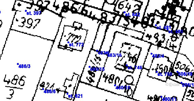 Parcela st. 483/5 v KÚ Zlonice, Katastrální mapa