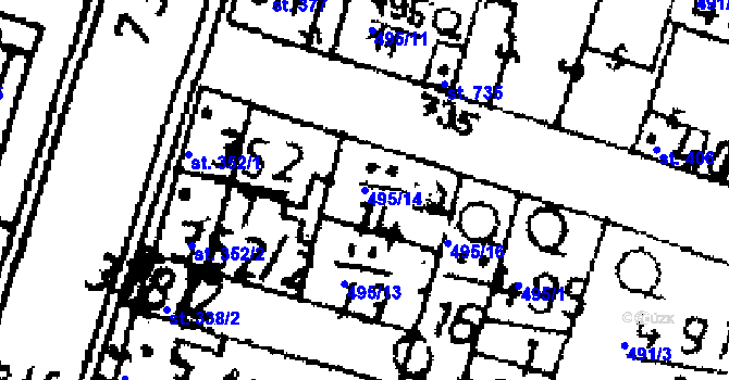Parcela st. 495/14 v KÚ Zlonice, Katastrální mapa