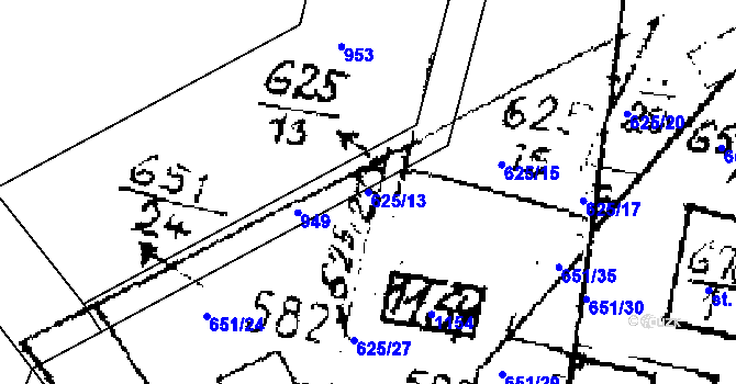 Parcela st. 625/13 v KÚ Zlonice, Katastrální mapa