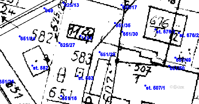 Parcela st. 651/29 v KÚ Zlonice, Katastrální mapa