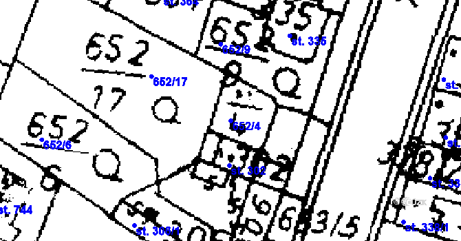 Parcela st. 652/4 v KÚ Zlonice, Katastrální mapa