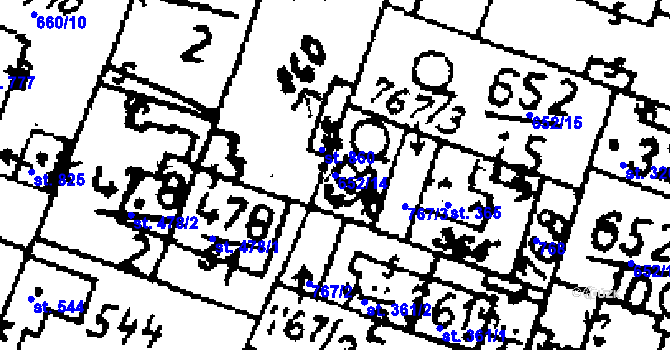 Parcela st. 652/14 v KÚ Zlonice, Katastrální mapa