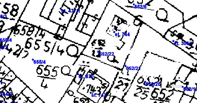Parcela st. 652/22 v KÚ Zlonice, Katastrální mapa