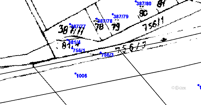Parcela st. 756/3 v KÚ Zlonice, Katastrální mapa