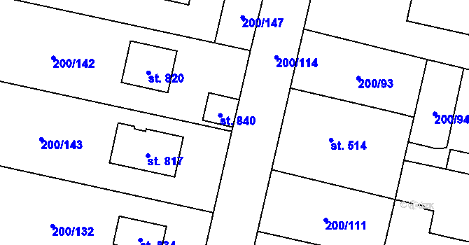 Parcela st. 840 v KÚ Zlonice, Katastrální mapa