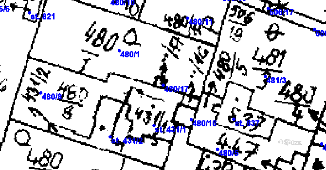 Parcela st. 480/17 v KÚ Zlonice, Katastrální mapa
